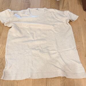 Miu Miu Cream Short-Sleeve Knit Tunic